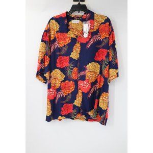 NWT Raga man hawaiian shirt Men's 2XL robin button down viscose floral camp